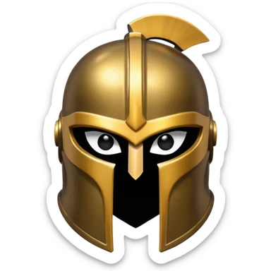 Gold spartan helmet the face is blacked out white eyes  sticker