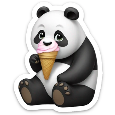 Panda eating ice cream sticker