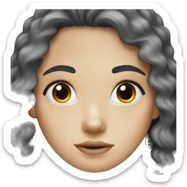 White girl with wavy black hair with black eyes  sticker