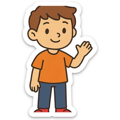 flat toon style boy sticker