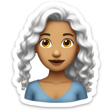 Una chica con pelo ondulado sticker