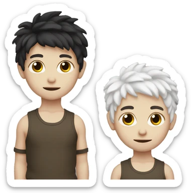 Face photo of a cute boy with white skin, 5:5 separation, dark hair sticker