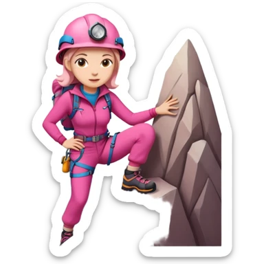 woman in pink clothes mountain climbing sticker
