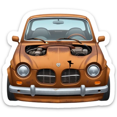 carro dañado con capo asia arriba que se vea el motor sticker