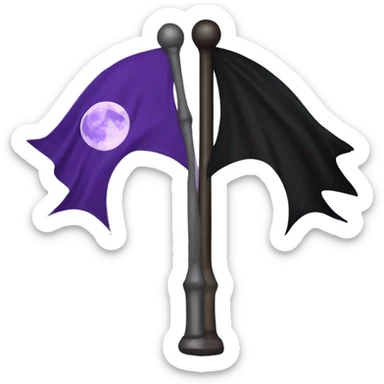 Dark purple and black flag with elegan bat and ful moon flag sticker