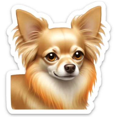 Long hair chihuahua dog, fur color beige with orange lights.  sticker