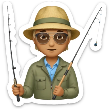 man casting a fishing rod sticker