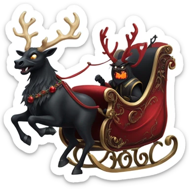 Satan’s scary sleigh flying to town  sticker