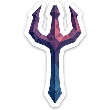 polygonal low-poly style cosmic trident with cosmic colors sticker