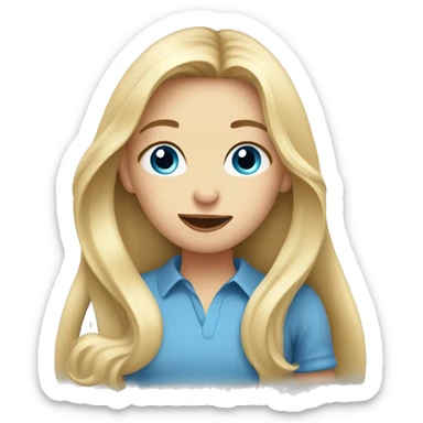 long blonde hair blue eyed girl blow a kiss sticker