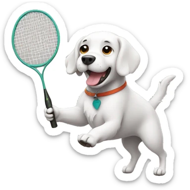dog playing badminton sticker