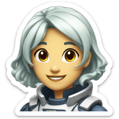 Anime space girl emoticon shows class and smiles sticker