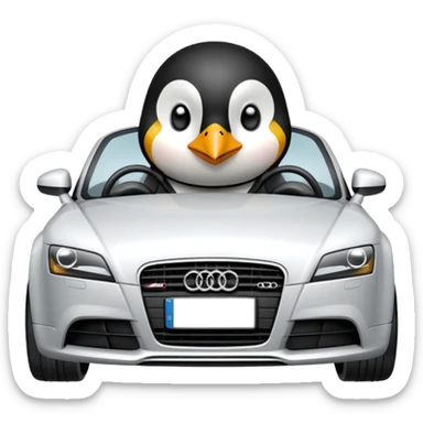 Penguin driving an audi TT car sticker