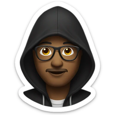 dude with black hood and glasses sticker