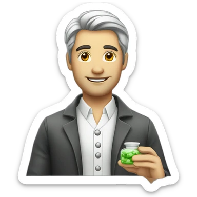 handsome man pharmacy preparing a medicament  sticker