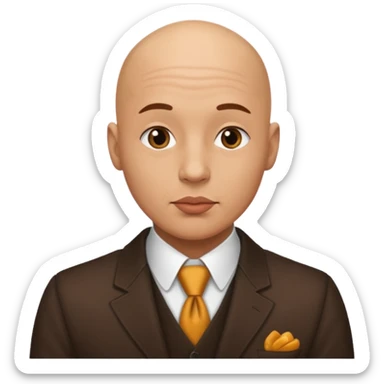 bald man in stylish attire gives a kiss sticker