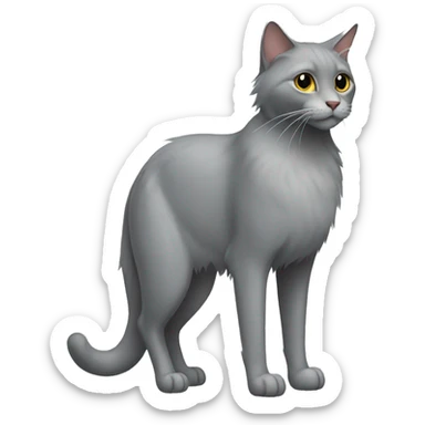 3 legs grey Long fur cat (Front left leg missing) sticker