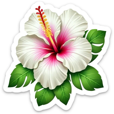 single white Hawaiian hibiscus, straight stem sticker