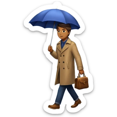 Man with umbrella + streetlight reflection, Midnight Wanderer. sticker