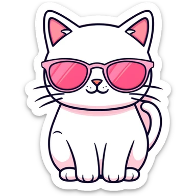 Pink Cat with sunglasses sticker