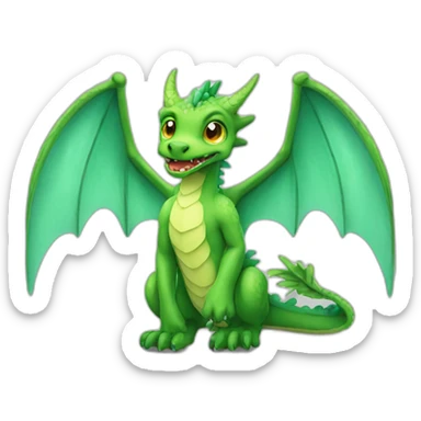 Green Angel dragon scared sticker