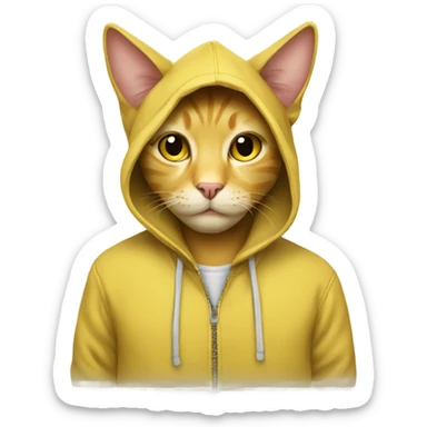 yellow cat with hoodie sticker