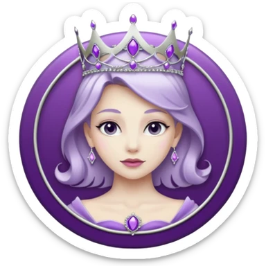 Purple shadow rose silver circle plaque with silver tiara sticker