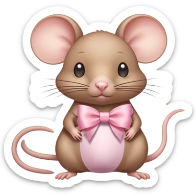 full body fat rat with light pink ribbon bow sticker