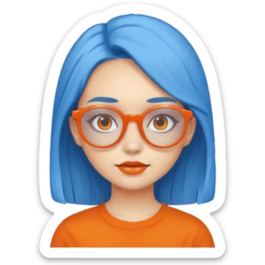 blue skinned orange glassed child girl sticker