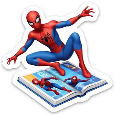 a magazine with Spider-Man on the cover sticker
