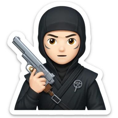 Dame un ninja sin boca con pistola  sticker