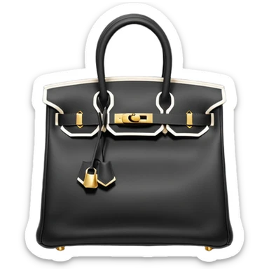 hermes birkin matte black color bag with gold hardware sticker