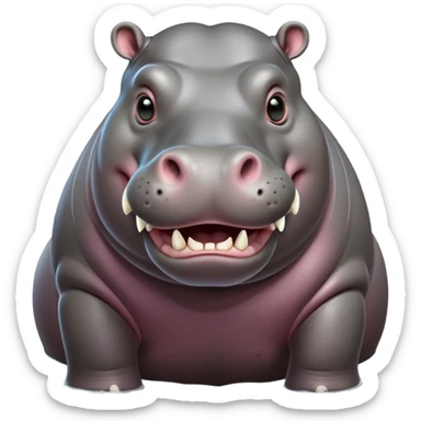 cinematic-hippo-realistic-full-body-standing-emoji,-massive-round-frame-partially-submerged-in-muddy-water,-wide-mouthed-grin-exposing-huge-teeth,-head-tilted-dramatically,-thick-greyish-brown-hide-glossy-from-water,-simplified-yet-realistic-focused-features,-highly-detailed,-glowing-with-an-almost-sarcastic-glow sticker