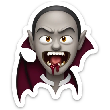 Vampire  burgundy, with two sharp fangs sticker