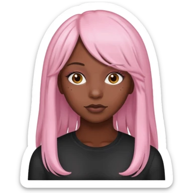 Black girl with long light pink wig sticker