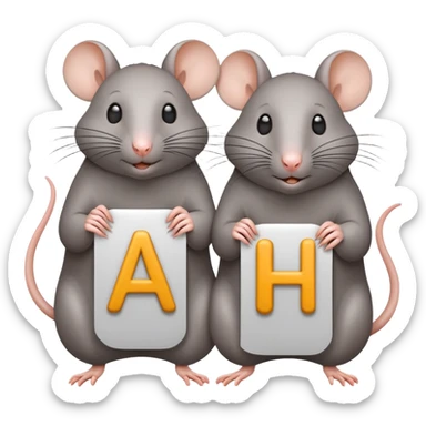 Two rats with letters “не нам судить” sticker