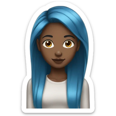 Pretty black girl hazelnut brown eyes with straight blue hair sticker
