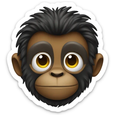 Macaco com cabelo preto liso sorrindo sticker