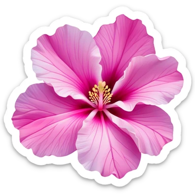 Cinematic Realistic image of a Mugunghwa flower (Rose of Sharon), rendered with delicate petal textures and vibrant pink hues, set against a minimalist background with gentle, diffused lighting that highlights its national significance sticker