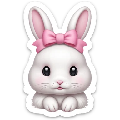 white bunny with pink bow on head sticker