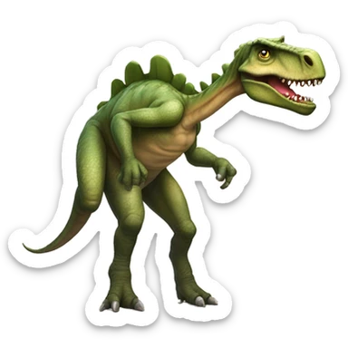 dinozaur Pimpuś w kapeluszu i kwarkami w ręku  sticker