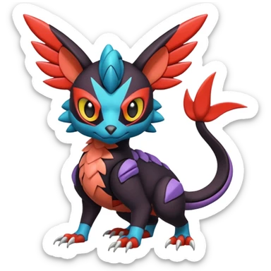  exotic tropical cyber-Litten-Noivern-Stitch-Trico-Fakémon-Pokémon-Vernid-creature sticker