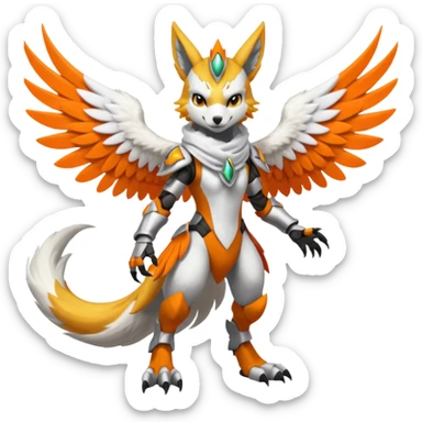 Meloetta-Renamon-Wargreymon-Sergal-Pokémon-Digimon-Fakémon-fusion-hybrid-creature sticker