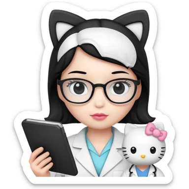 hello kitty science and black and white sticker