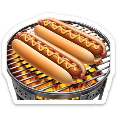 hot dogs cooking on a grill sticker
