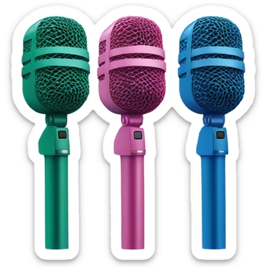 3 microphones green, blue, and pink sticker