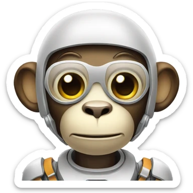 Cute AI robot monkey assistant sticker