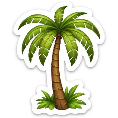 cartoon palm tree in a storm, trunk and leaves blown to the side, sense of movement, emoji style, no background sticker