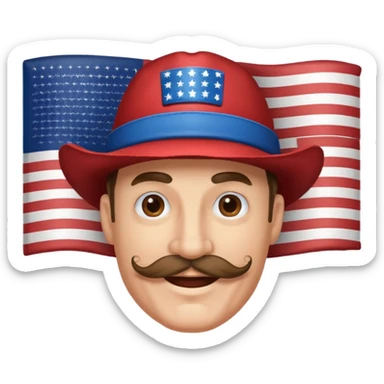 smiling redneck guy with american hat sticker