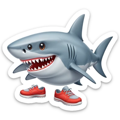 A shark with shoes sticker
